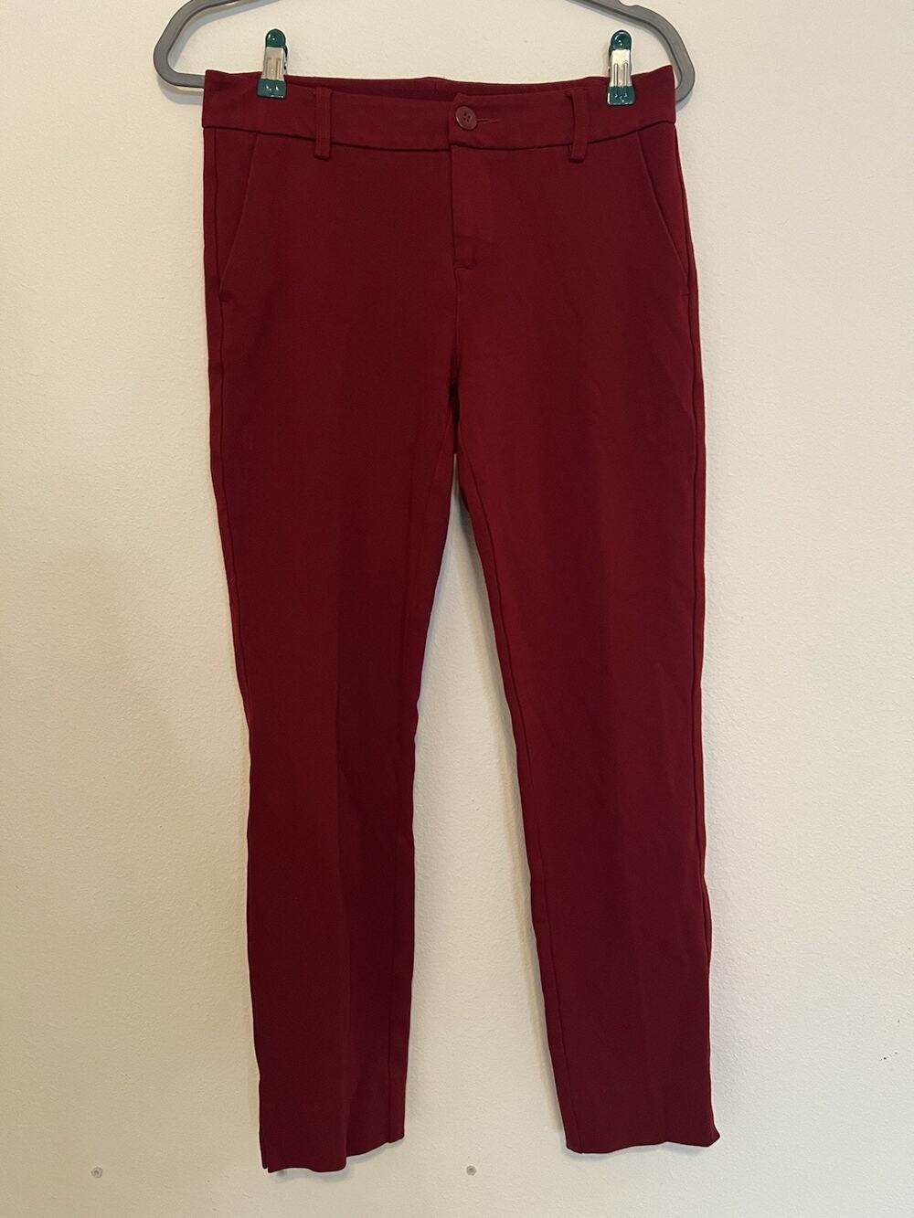 CAbi Womens 4 Red Dress Pants Slim Skinny Stretch Twill Pockets Mid Rise